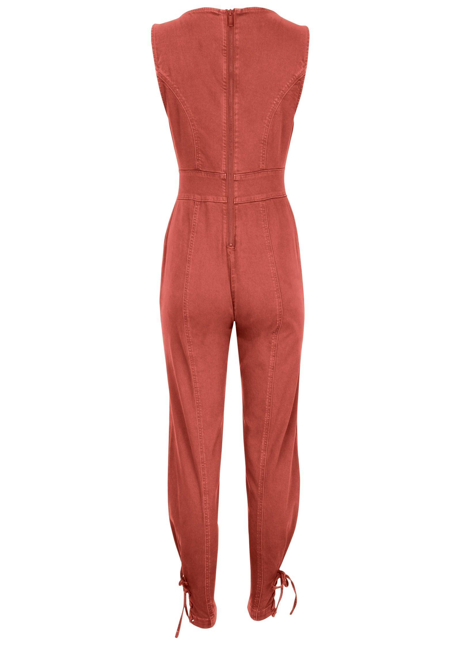 Twill Utility Jumpsuit - Burnt Orange Product Image