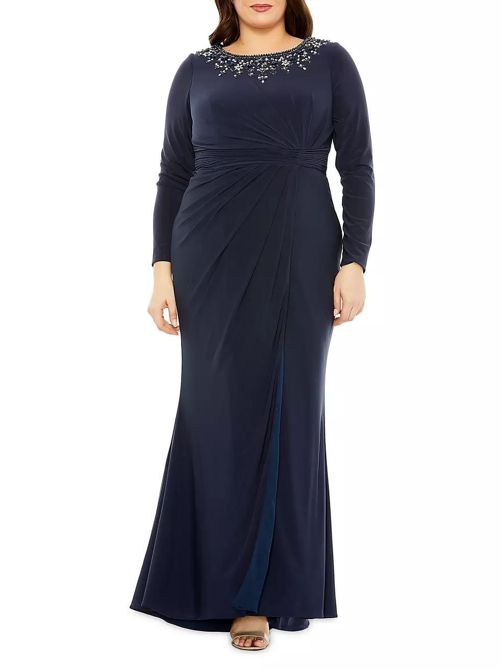 Womens Plus Embellished Jersey Gown Product Image