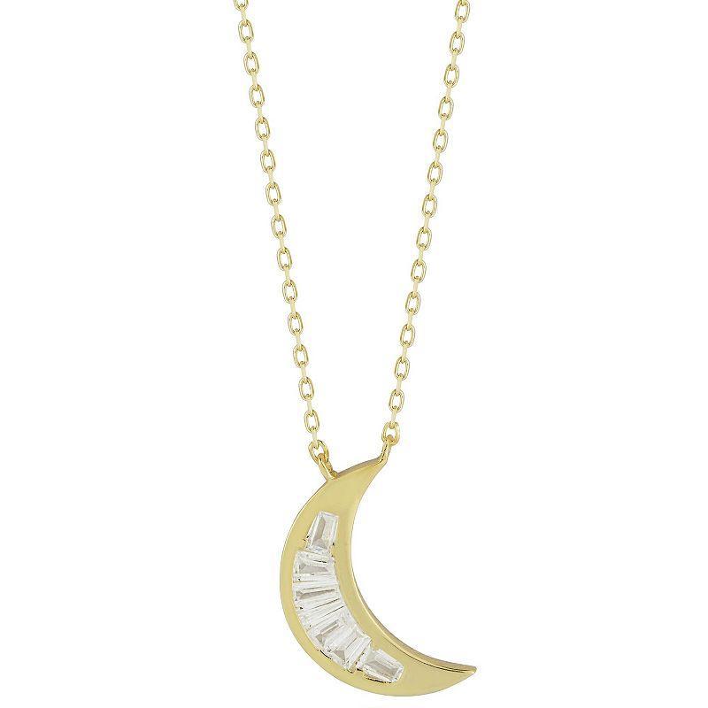 Sunkissed Sterling Cubic Zirconia Moon Pendant Necklace, Womens Gold Tone Product Image