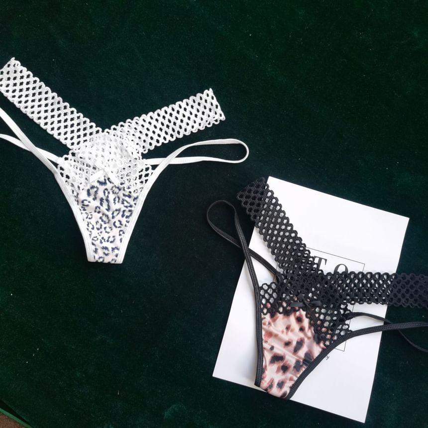 Lace Trim Bow Thong Product Image