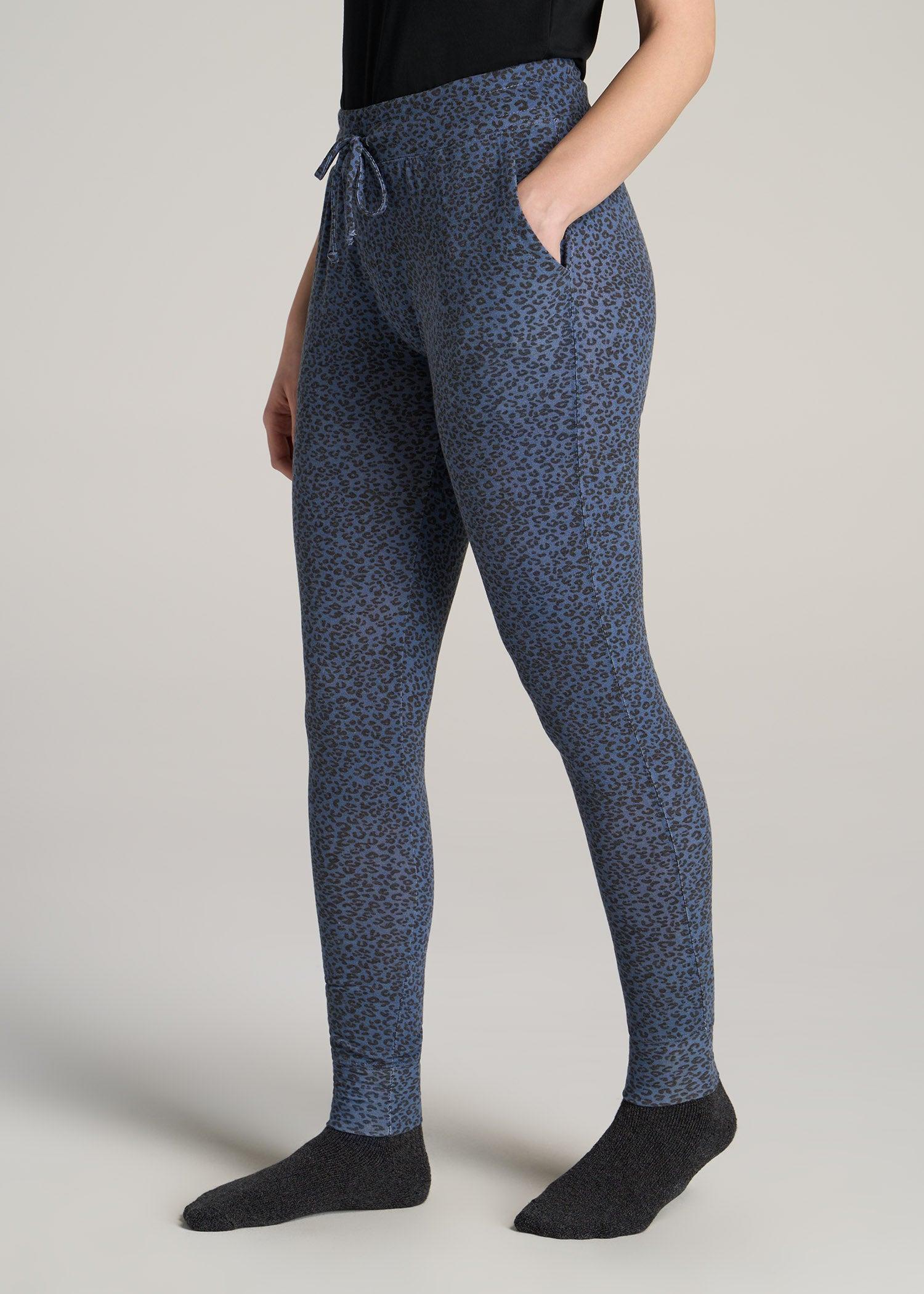 Cozy Lounge Joggers for Tall Women in Navy Leopard Female Product Image