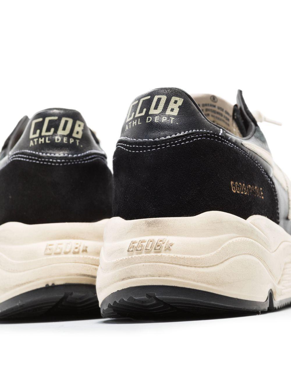 GOLDEN GOOSE Black Running Sole Low-top Sneakers In Beige Product Image