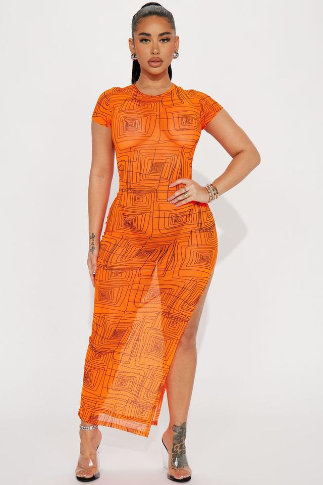 Mara Mesh Maxi Dress - Orange Product Image