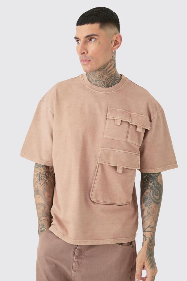 Tall Washed Utility Pocket T-shirt | boohooMAN USA Product Image