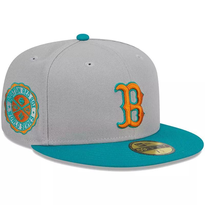 Mens New Era Gray/Teal Boston Red Sox 59FIFTY Fitted Hat Product Image