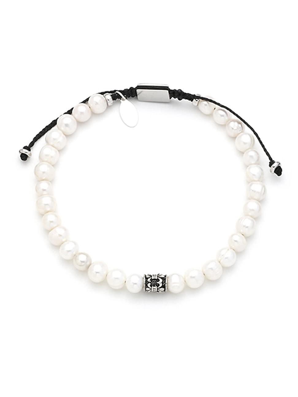 Mens Beaded Pearl Bracelet Product Image