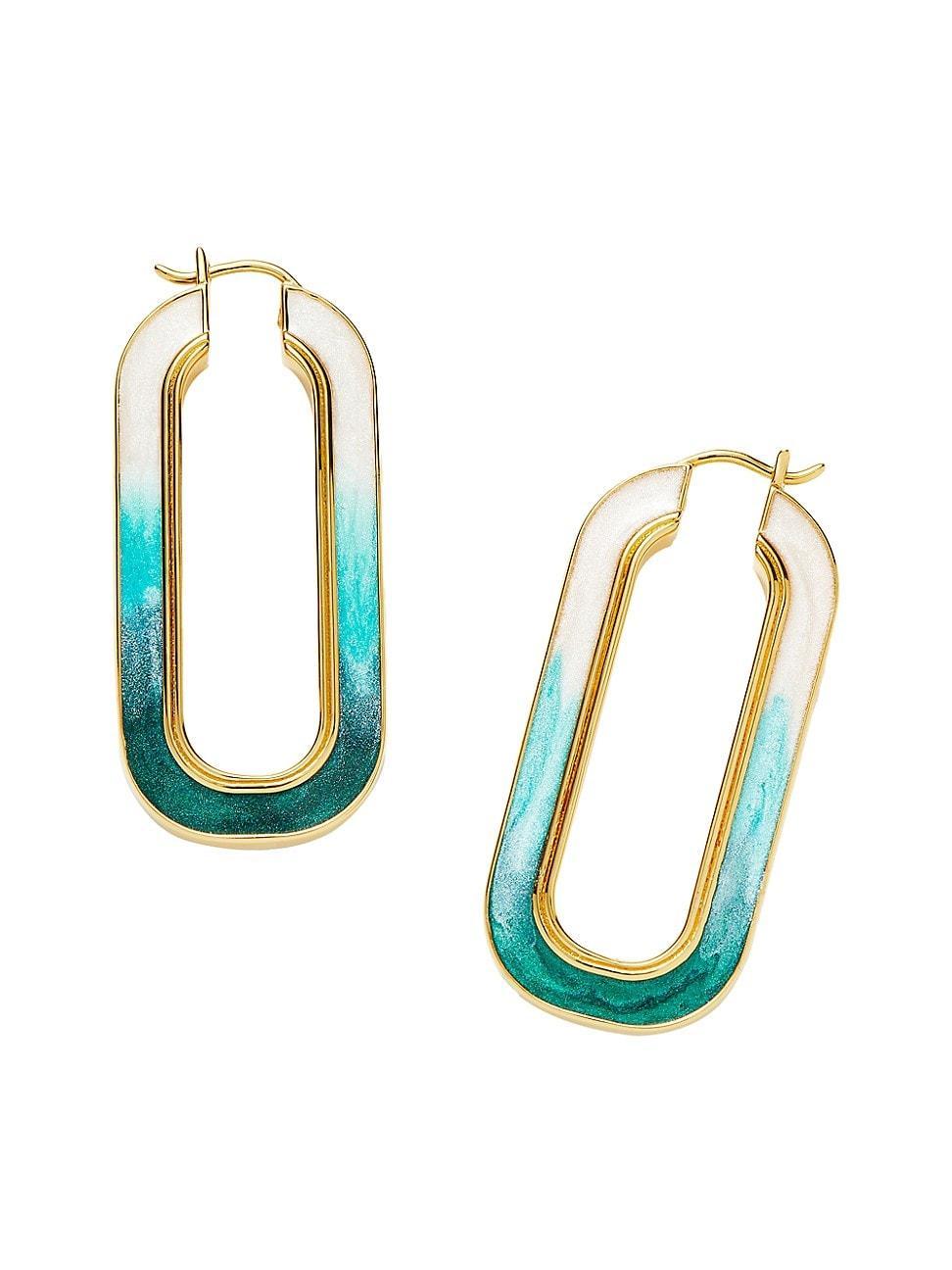 Womens Enamel Haze 18K Gold-Plate & Enamel Large Hoop Earrings Product Image