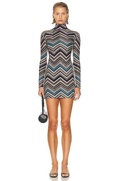 Missoni Long Sleeve Dress In Blue, Red, White, & Nocturnal in Blue  Red  White  & Nocturnal - Blue. Size 38 (also in 40). Product Image