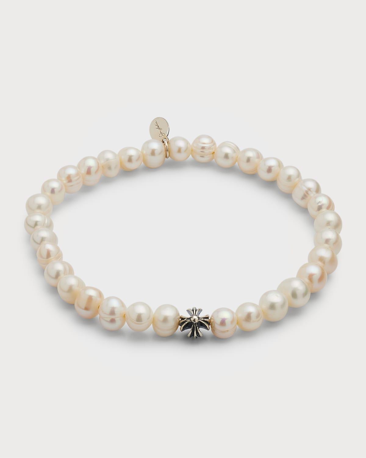 Mens Freshwater Pearl Stretch Bracelet Product Image