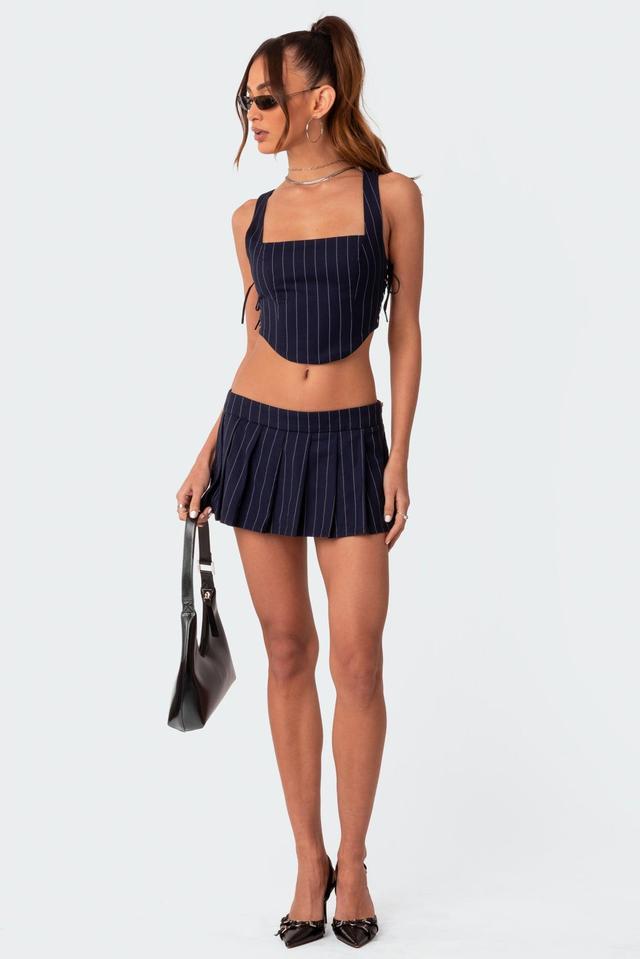 Pinstripe Low Rise Pleated Micro Skort Product Image