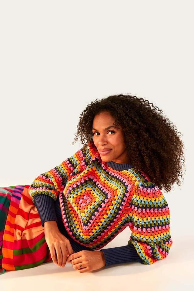 Sunset Stripes Crochet Sweater Product Image