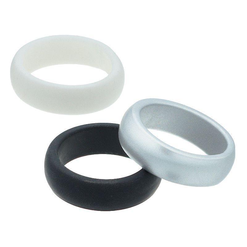 3-pack Silicone Rings, Womens, Black White Gray Product Image