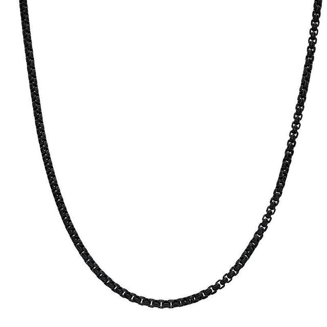 Mens LYNX Stainless Steel 3.5 mm Box Chain Necklace Black Product Image