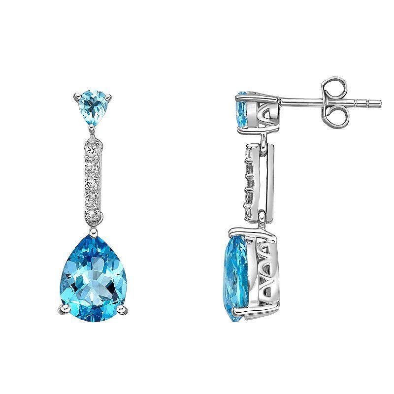 Gemminded Sterling Silver Blue Topaz Drop Earrings, Womens Product Image