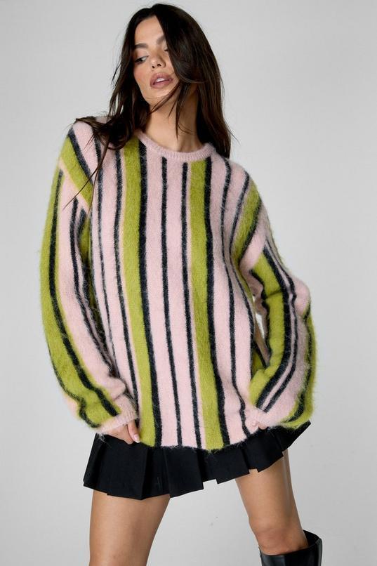 Vertical Striped Brushed Sweater Product Image