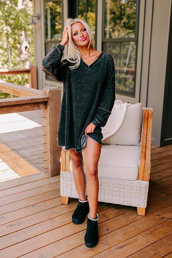 Casual Brunch Mineral Wash Mini Dress in Black Product Image