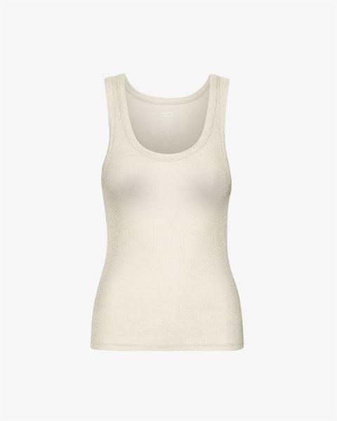 Women Organic Rib Tank Top - Ivory White Product Image