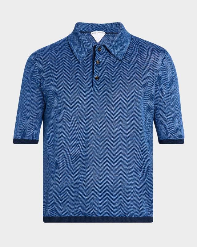 Men's Linen-Cotton Chevron Polo Shirt Product Image