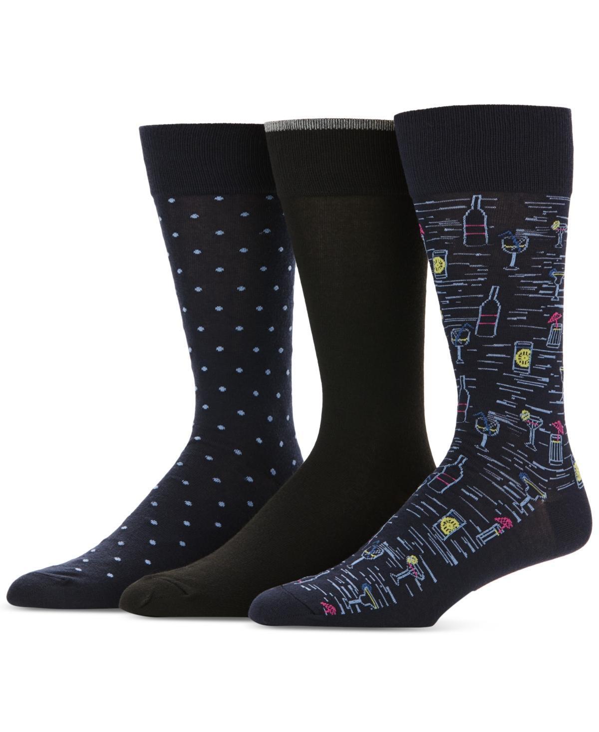 Perry Ellis Portfolio Mens 3-Pack Cocktail and Dot Print Dress Socks Product Image