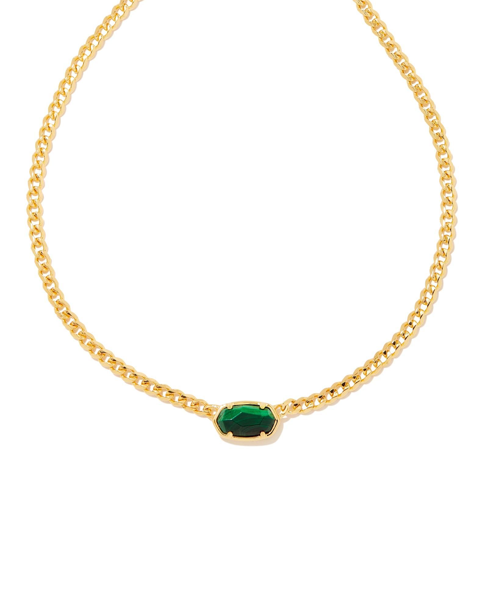 Fern 18k Gold Vermeil Curb Chain Necklace in Malachite Product Image