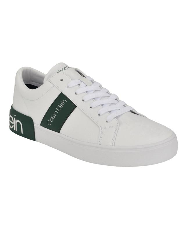 Calvin Klein Mens Roydan Round Toe Lace-Up Sneakers - White Product Image