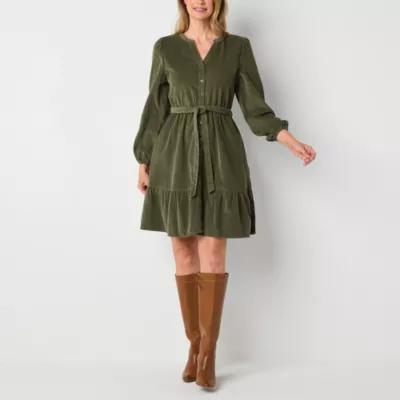 St. John's Bay Womens Long Sleeve Shift Dress Product Image