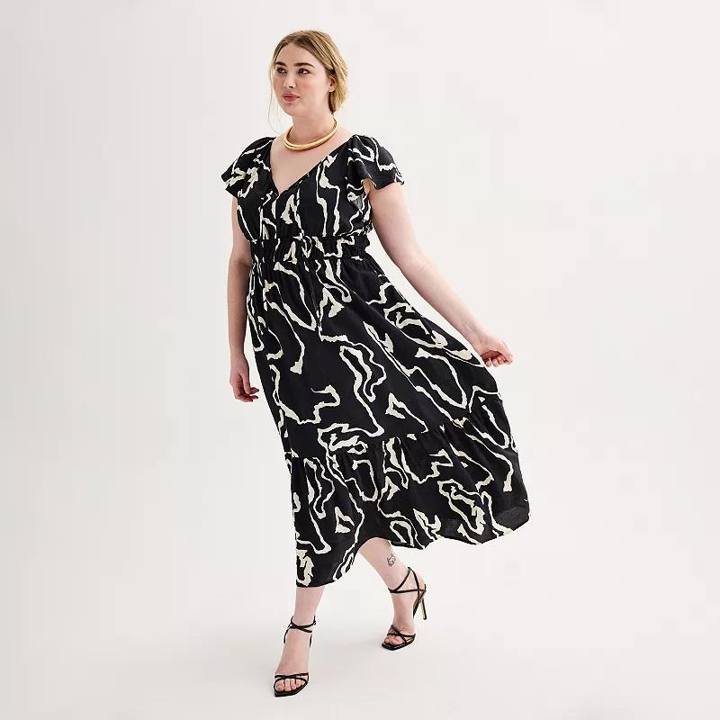 Plus Size Nine West Flutter Sleeve Maxi Dress, Womens Product Image