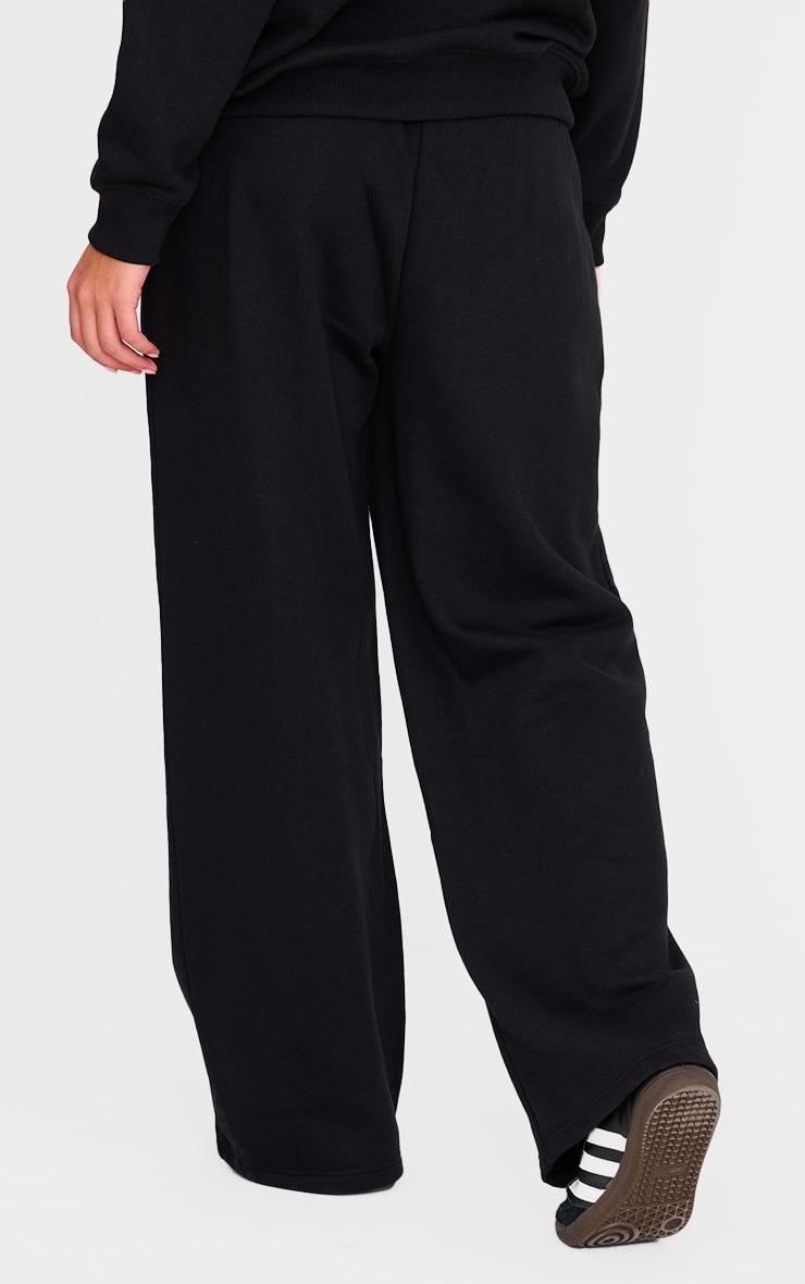 Black Embroidered Cherry Wide Leg Sweatpants Product Image