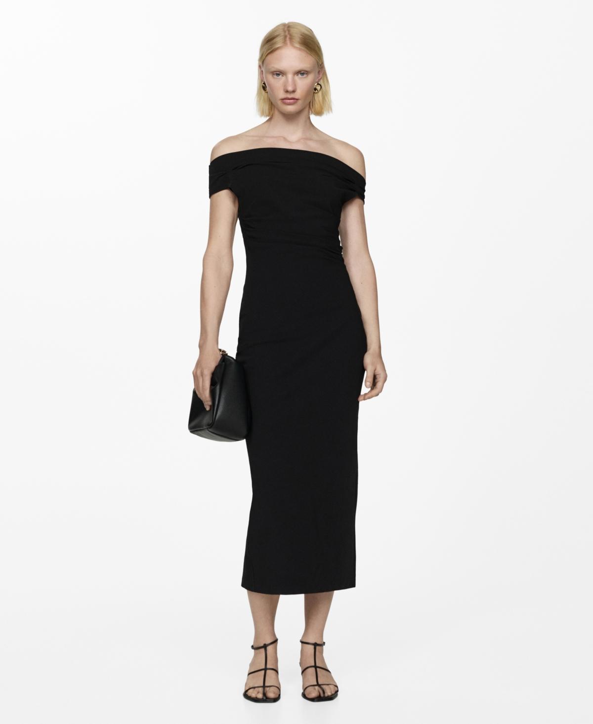 Mango Womens Off-The-Shoulder Draped Dress Product Image