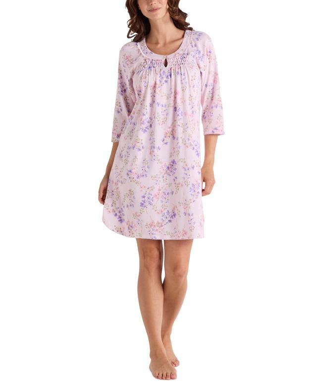 Miss Elaine Womens 3/4-Sleeve Floral Nightgown Product Image