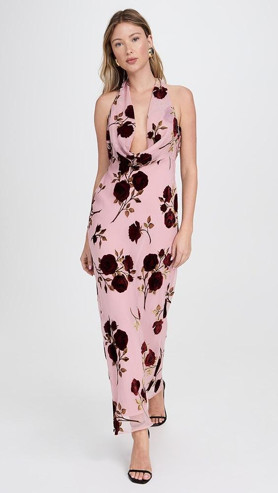 For Love & Lemons Rose Velvet Halter Maxi Dress | Shopbop Product Image