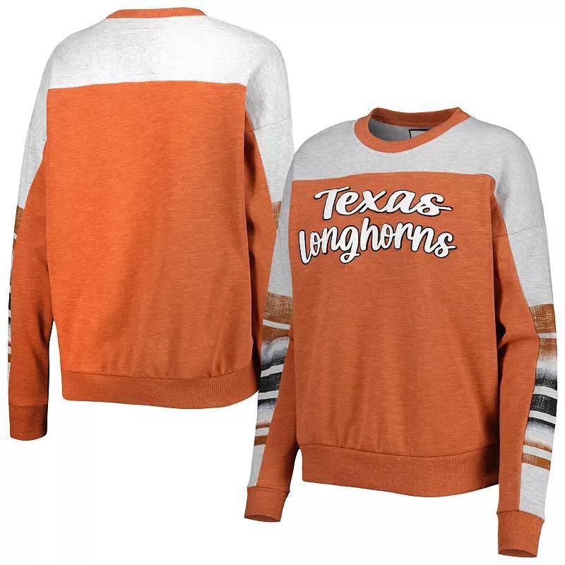 Womens Colosseum Texas /Heather Gray Texas Longhorns Baby Talk Pullover Sweatshirt Product Image