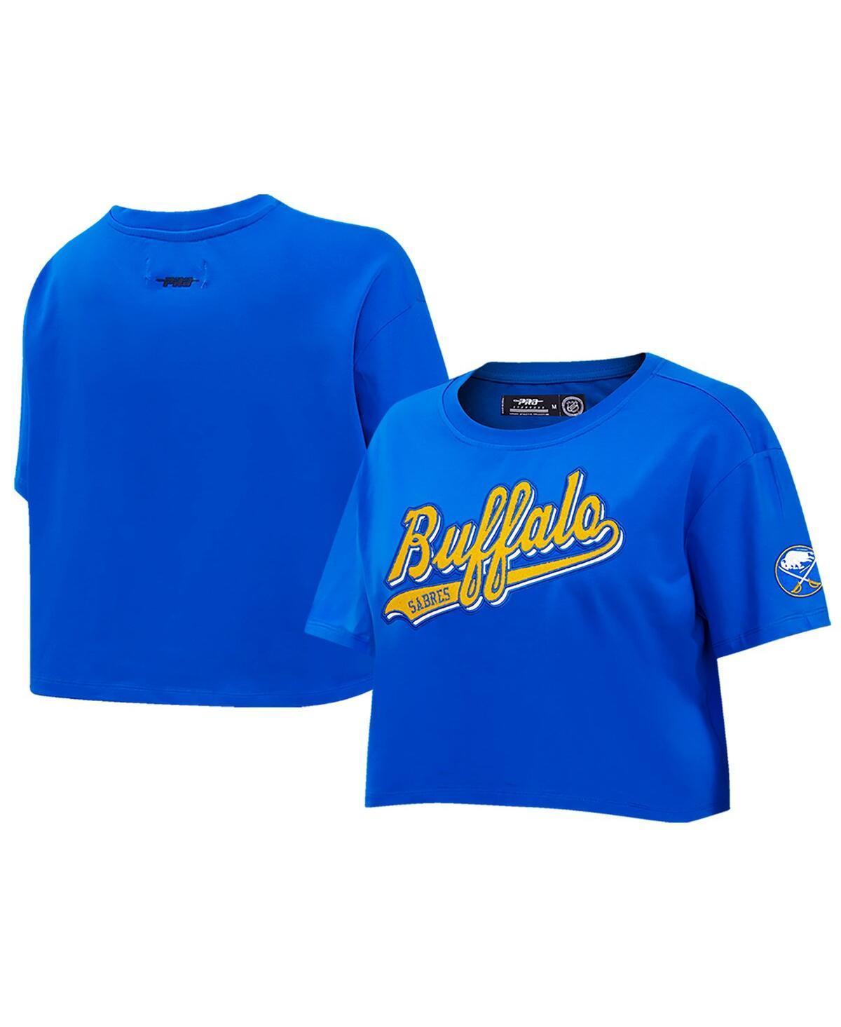 Womens Pro Standard Royal Buffalo Sabres Boxy Script Tail Cropped T-shirt Product Image