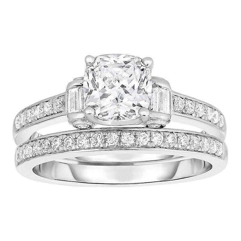 14k White Gold 1 3/8 Carat T.W. Diamond Engagement Ring Set, Womens Product Image