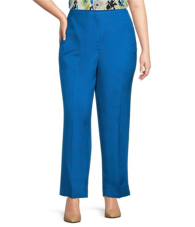 Kasper Plus Size Linen Blend Fly Front Elastic Back Pant Product Image