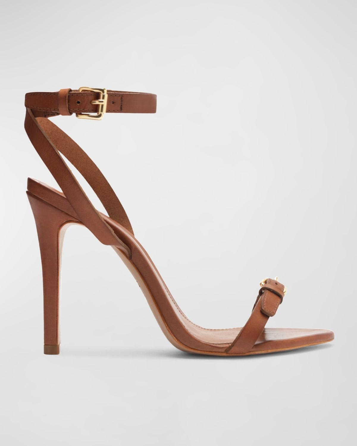 Aurora Buckle Leather Stiletto Sandals Product Image