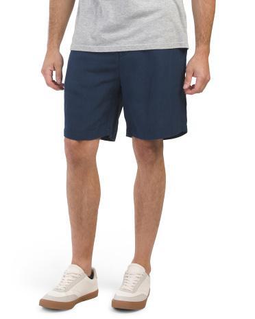 Linen And Viscose Blend Flat Front Shorts for Men Product Image