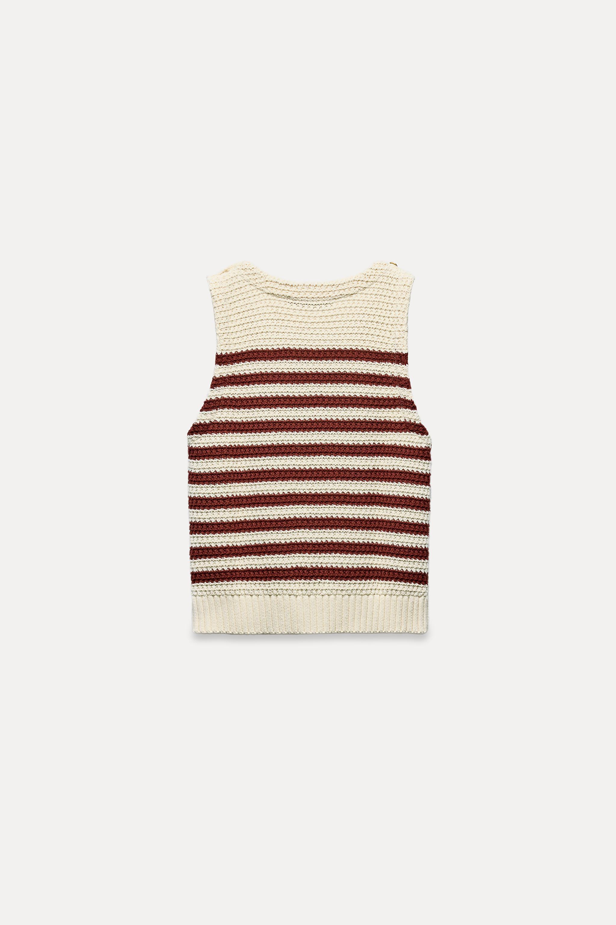 SLEEVELESS GOLD BUTTON KNIT TOP Product Image