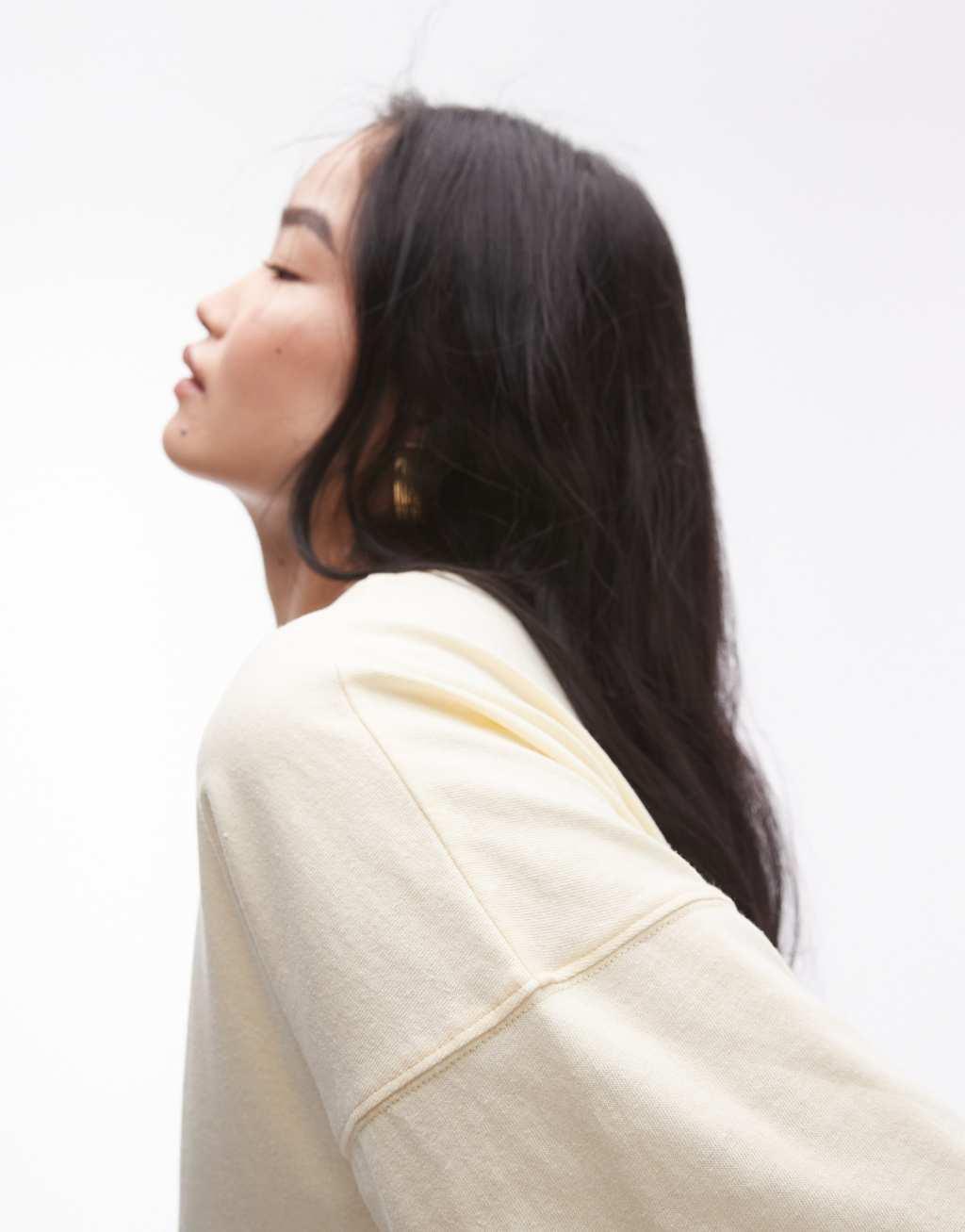 Topshop oversized dropped shoulder tee in lemon Product Image