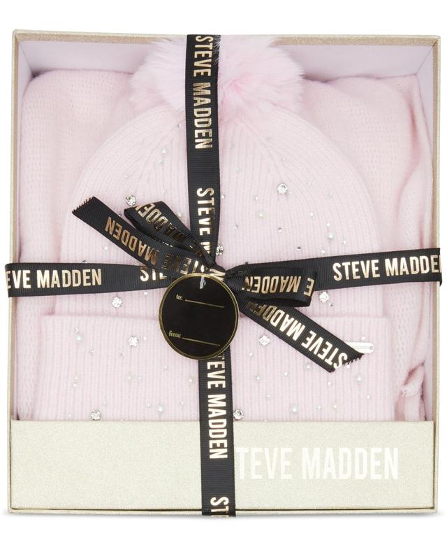 Steve Madden Womens 2-Pc. Embellished Beanie & Scarf Boxed Gift Set Product Image