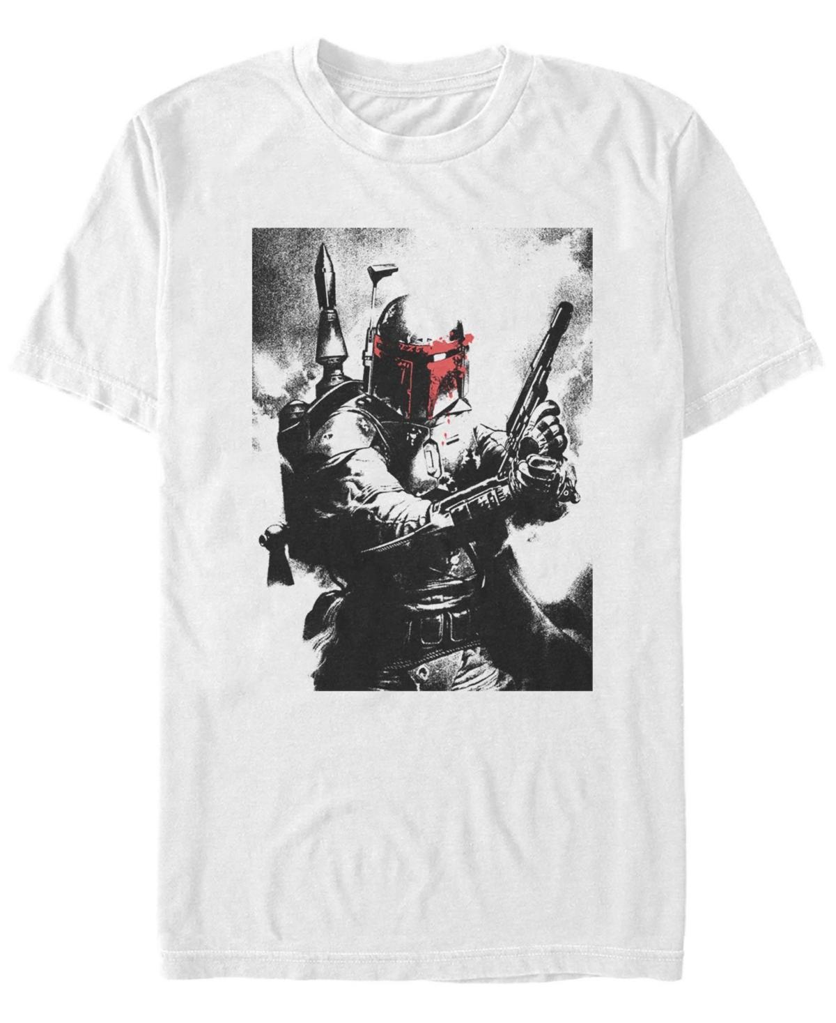 Mens Star Wars Boba Fett Faded Action Portrait Poster Tee Product Image