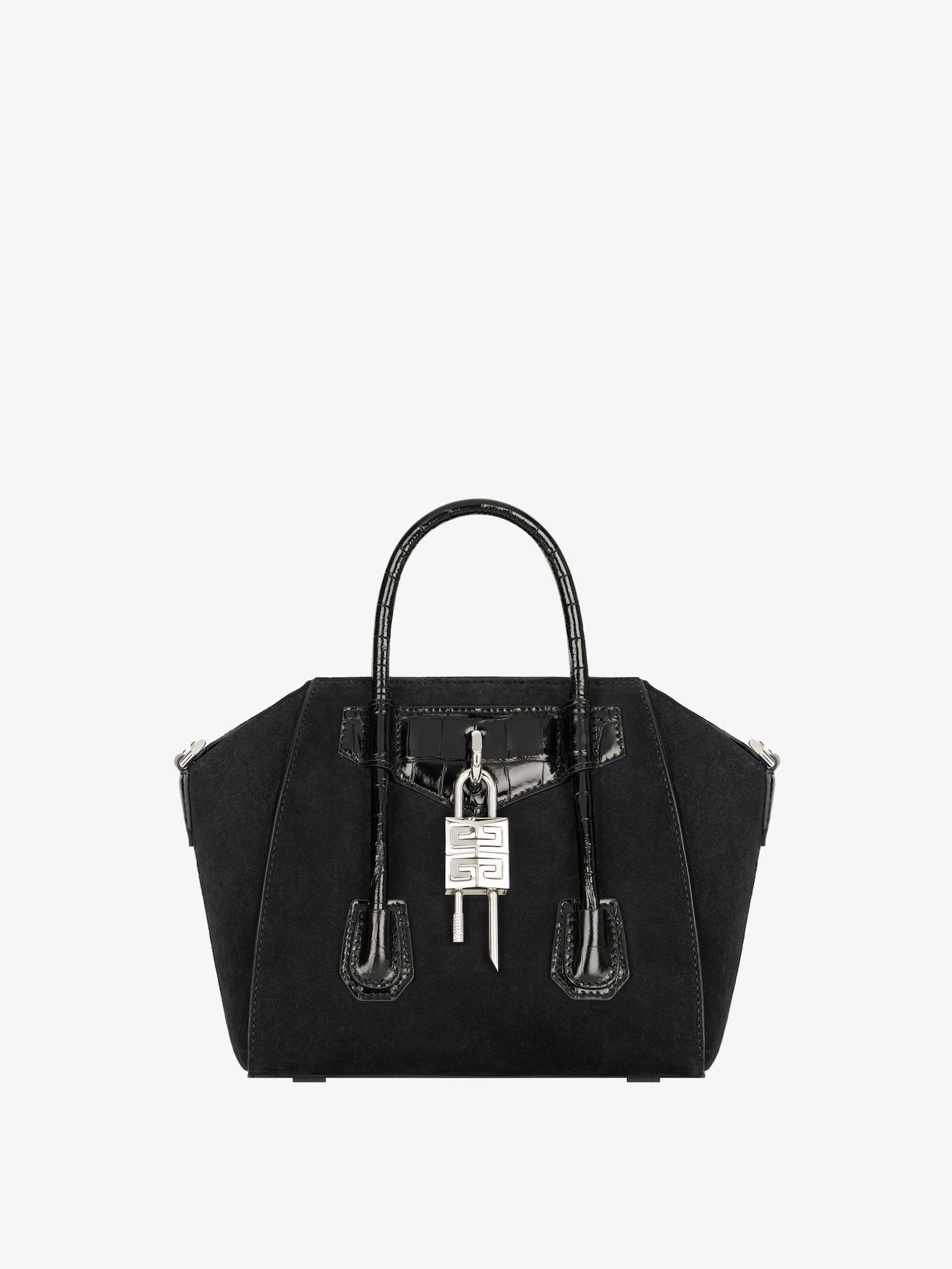 Mini Antigona Lock bag in suede Product Image