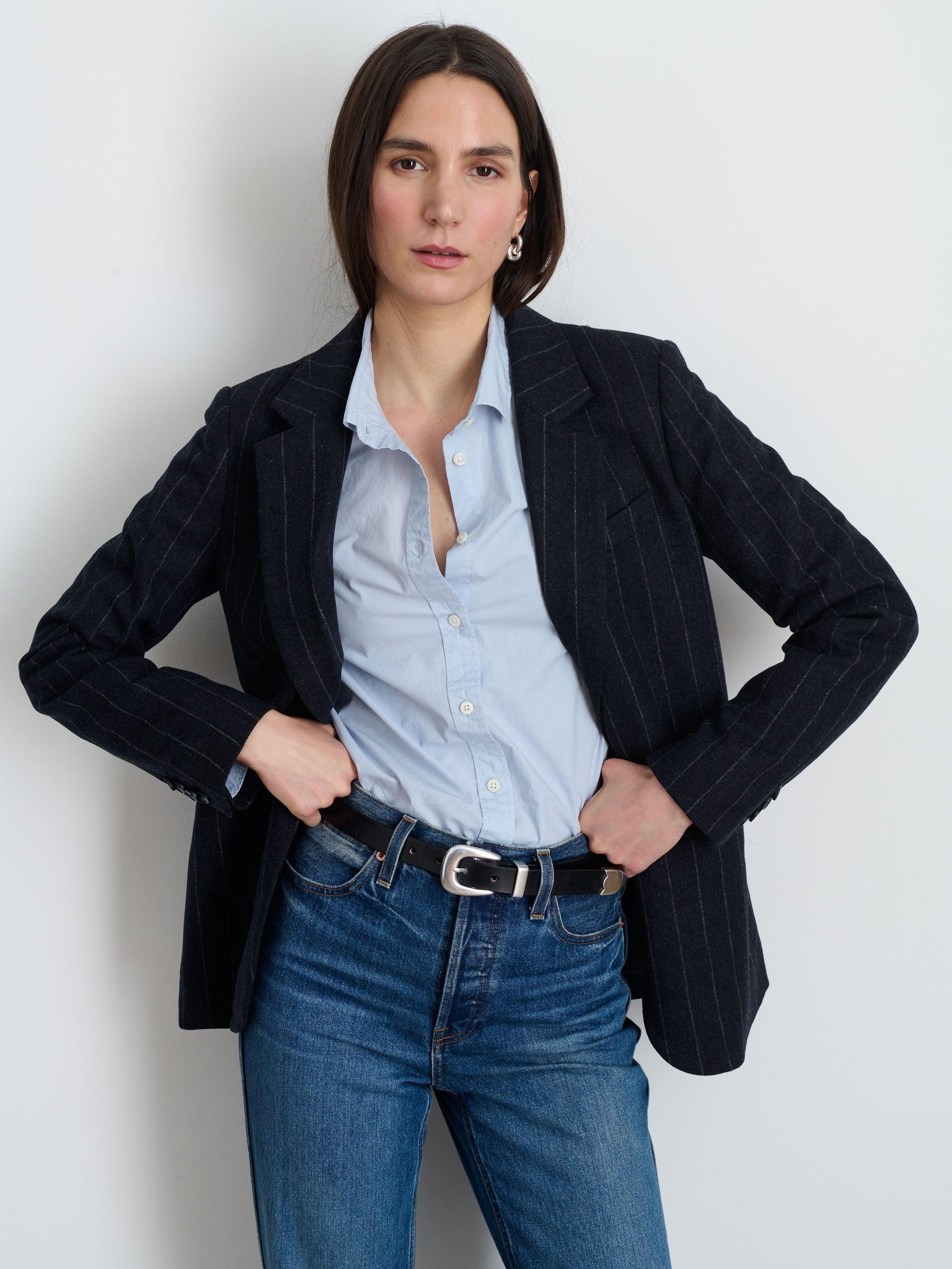 Soho Blazer In Chalk Stripe Wool Female Product Image