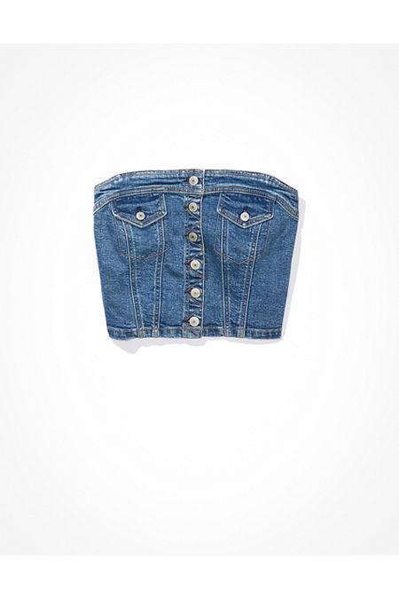 AE Cropped Denim Tube Top Womens Product Image