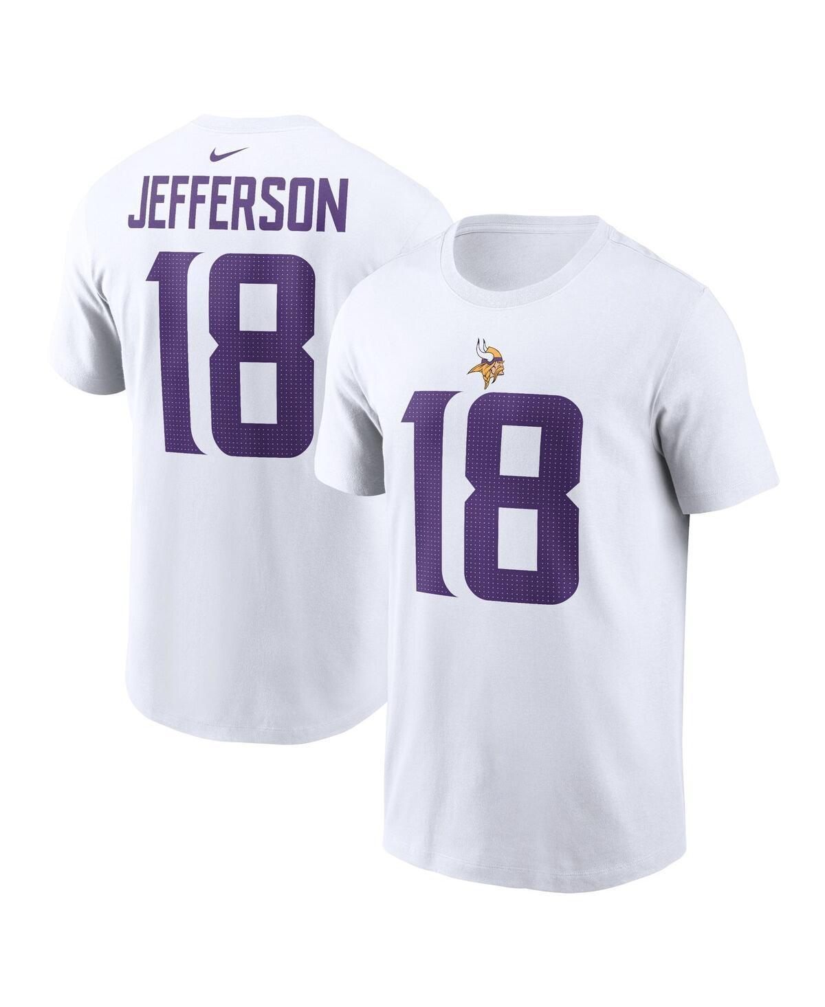 Mens Nike Justin Jefferson White Minnesota Vikings Player Name and Number T-shirt Product Image