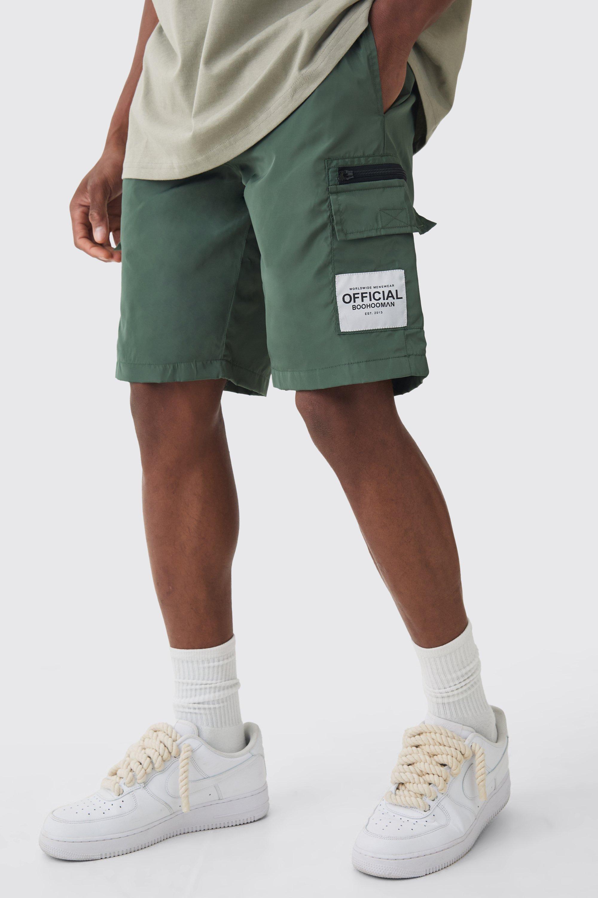 Official Elastic Waistband Nylon Relaxed Cargo Shorts | boohooMAN USA Product Image