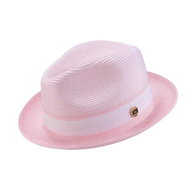 Men's Braided Two Tone Pinch Fedora Hat in Pink Product Image