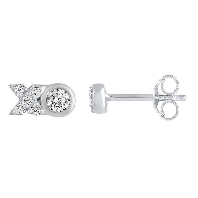 Sterling Silver 1/4 Carat T.W. Diamond XO Stud Earrings, Womens Product Image