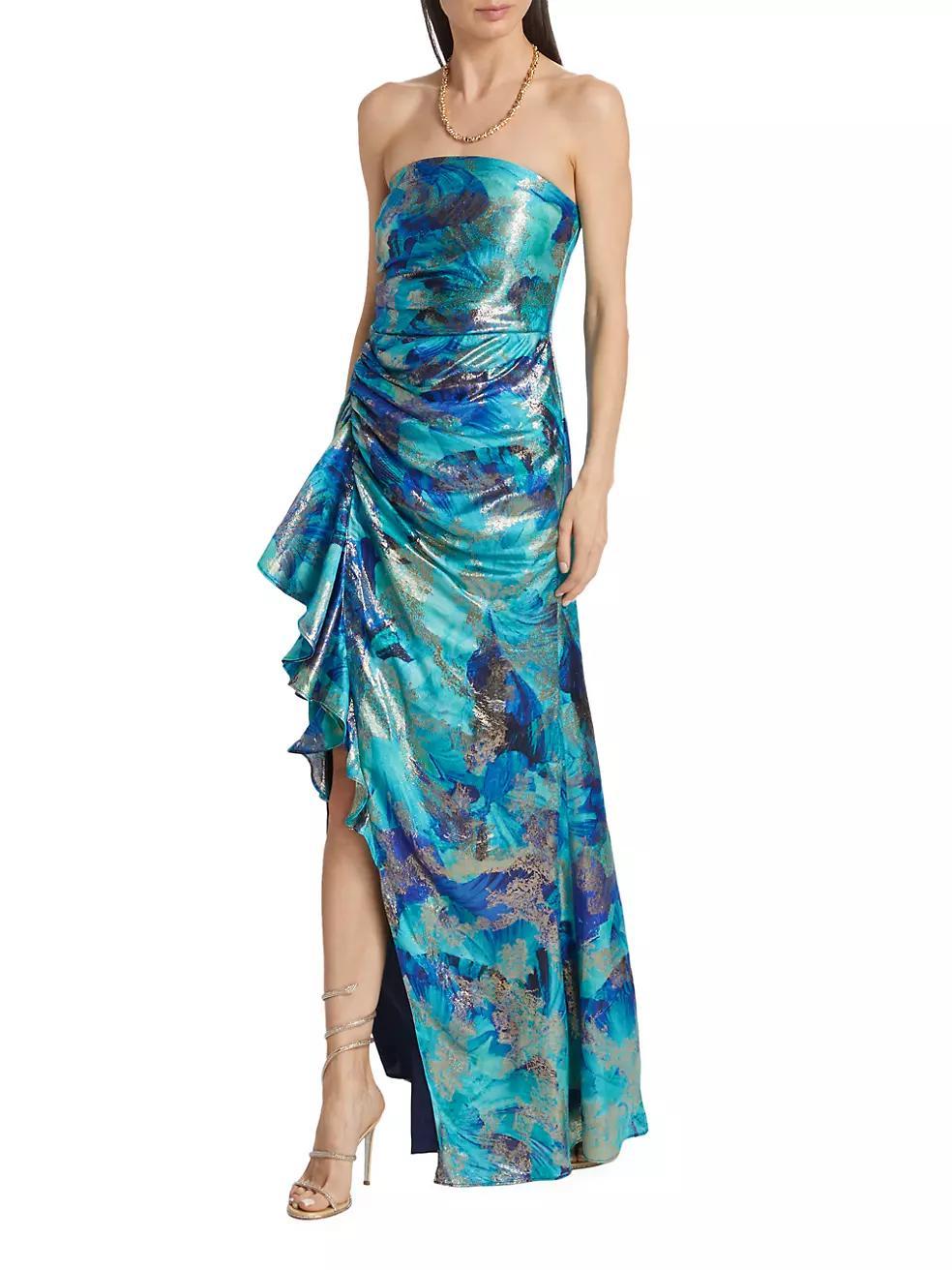 Carr Strapless Brushed Metallic Gown Product Image