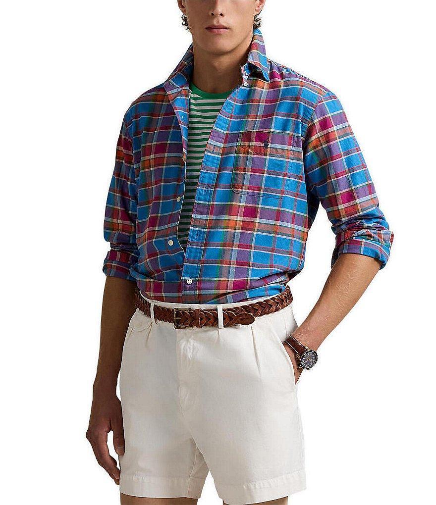 Polo Ralph Lauren Classic Fit Plaid Oxford Long Sleeve Woven Shirt Product Image